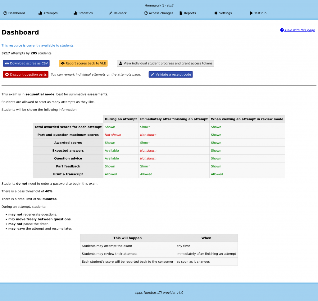 Screenshot of the resource dashboard.